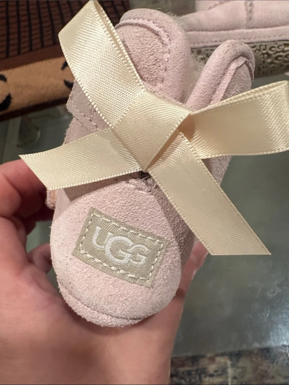 UGG Pink Suede Toddler Slip On Booties Boots
